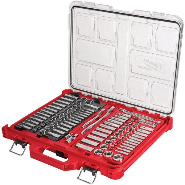 Std/Metric 1/4 In. and 3/8 In. Drive 6-Point Ratchet and Socket Set w/PACKOUT Organizer (106-Piece)