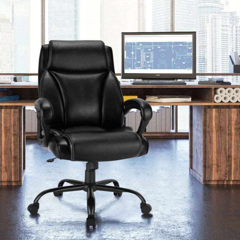 400 Lbs Big Amp Tall Office Chair Leather High Back Executive Chair Wide Seat Swivel Computer Task Desk Chair - Comfortable And Ergonomic Design