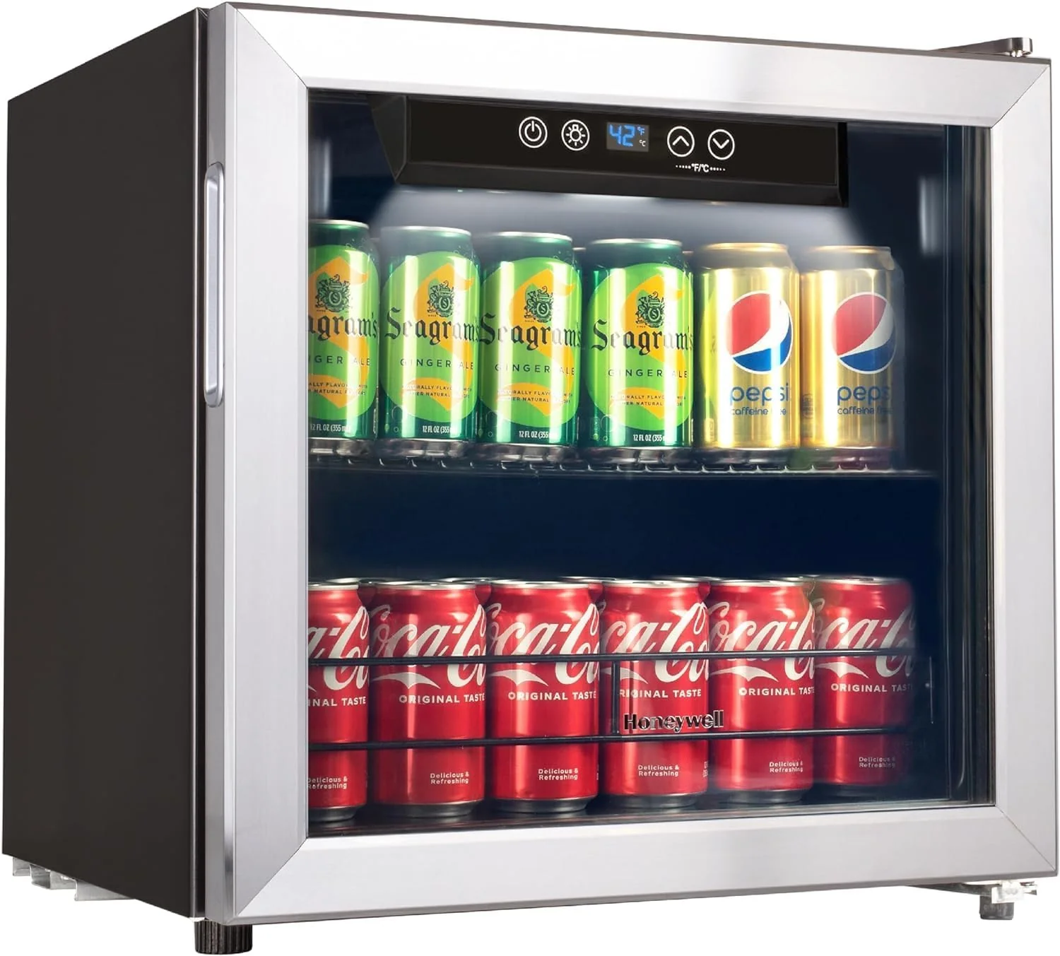 Beverage Refrigerator and Cooler, 115 Can Mini Fridge with Glass Door for Soda Beer or Wine for Office or Bar with Adjustable Removable Shelving