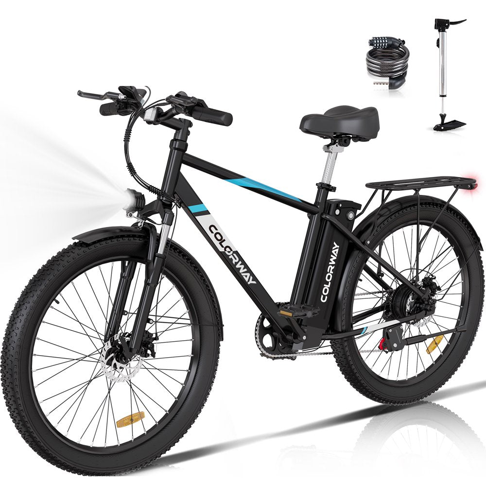 COLORWAY 500W Electric Bike, 26���x3.0��� Tires, 36V/15Ah, Shimano 7-Speed, Carbon Steel, LCD Display, IP54 Waterproof