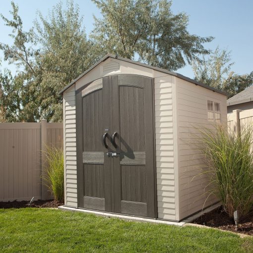 Lifetime 7��7 ft UV-Protected Plastic Storage Shed with Skylight & Double Doors