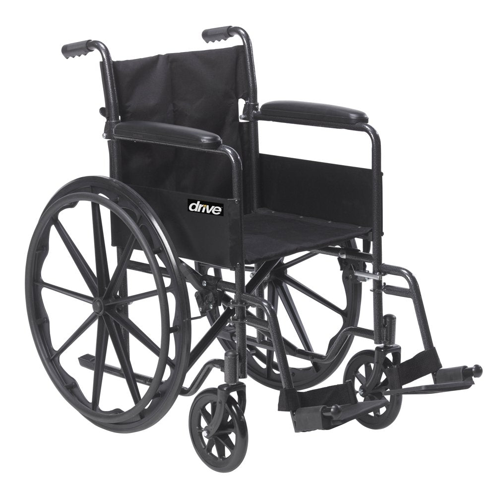 Drive Medical Silver Sport 1 Wheelchair with Full Arms and Swing Away Removable Footrest