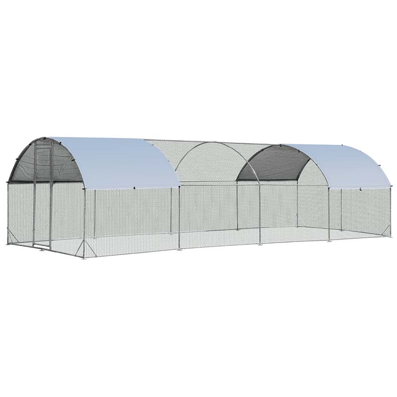 25 Ft Large Metal Chicken Coop Walk In Dome Poultry Cage Hen Run House Rabbits Habitat Cage With Cover - Waterproof Protective Cover