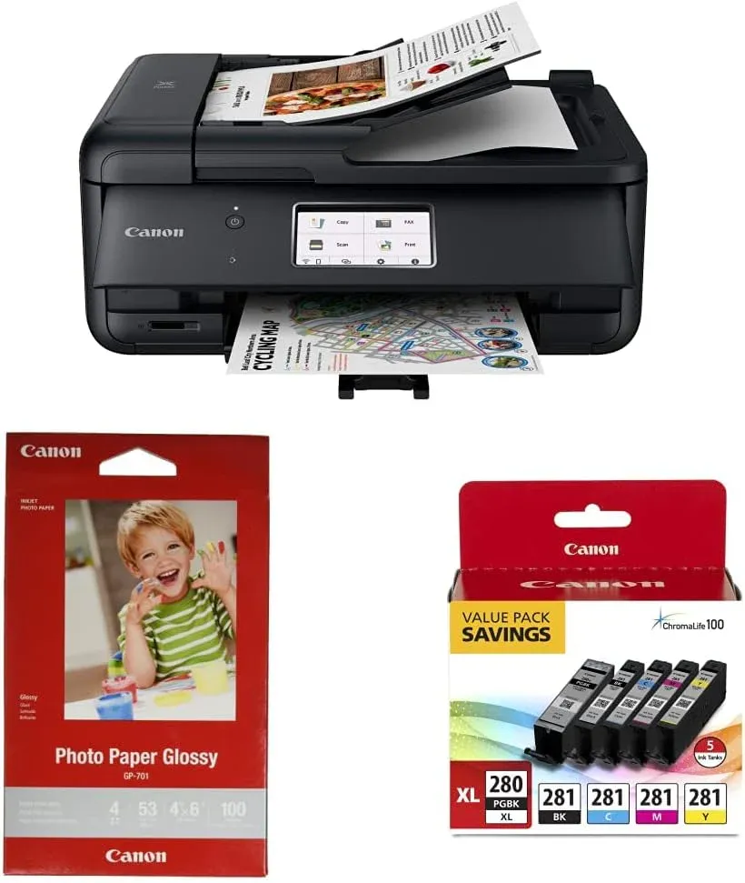 Canon PIXMA TR8620a - All-in-One Printer Home Office|Copier|Scanner|Fax|Auto Document Feeder | Photo, Document | Airprint (R), Android, Black, Works with Alexa