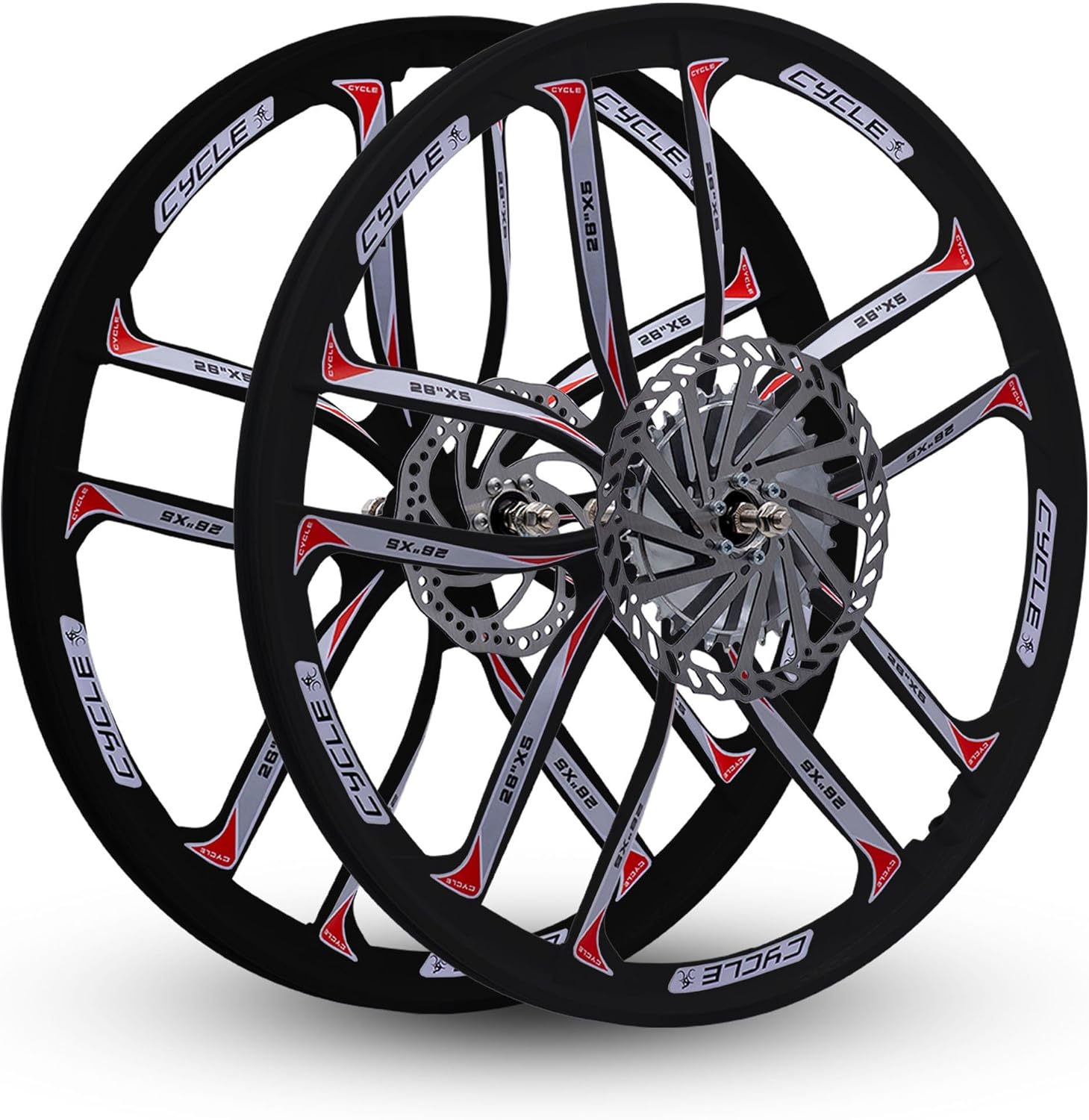 BBR Tuning 26��� Heavy Duty 10-Spoke STAR Mag Wheel Set for Motorized Bikes, Disc Brake Compatible, Durable & Stylish Design